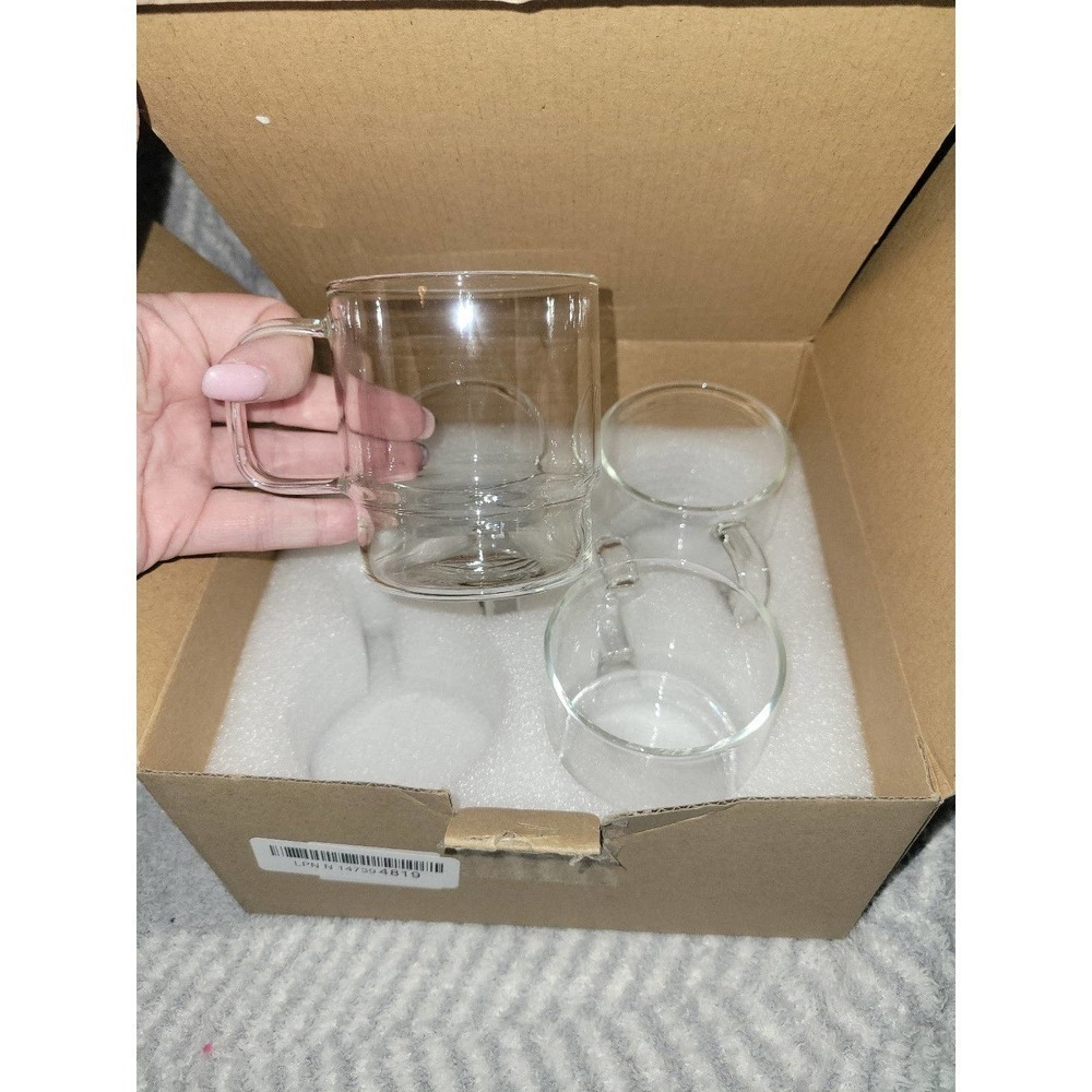 Drinking Glasses Set Of 4 Clear Class With Handle